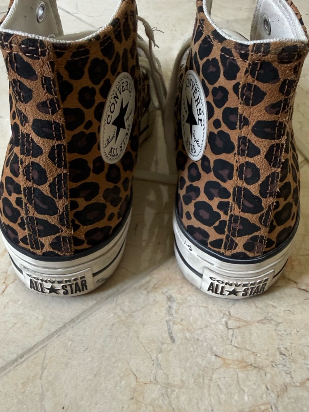 Converse High Top Sneakers Leopard Print Brown Black